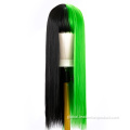 Synthetic Hair Half Black Half Grey Straight Wig For Girls Factory